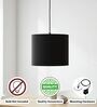 10-Inch Black Fabric Drum Pendant Light