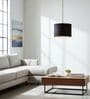 10-Inch Black Fabric Drum Pendant Light, Modern Hanging Ceiling Lamp