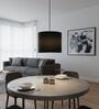 10-Inch Black Fabric Drum Pendant Light, Modern Hanging Ceiling Lamp