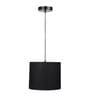 10-Inch Black Fabric Drum Pendant Light, Modern Hanging Ceiling Lamp