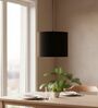 10-Inch Black Fabric Drum Pendant Light, Modern Hanging Ceiling Lamp