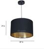 10-Inch Black Gold Fabric Drum Pendant Light, Modern Hanging Ceiling Lamp
