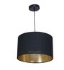 10-Inch Black Gold Fabric Drum Pendant Light, Modern Hanging Ceiling Lamp