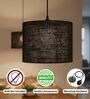 10-Inch Black Jute Fabric Drum Pendant Light, Modern Hanging Ceiling Lamp