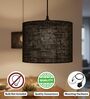 10-Inch Black Jute Fabric Drum Pendant Light