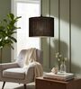 10-Inch Black Jute Fabric Drum Pendant Light