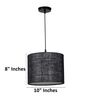10-Inch Black Jute Fabric Drum Pendant Light, Modern Hanging Ceiling Lamp
