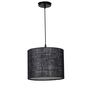 10-Inch Black Jute Fabric Drum Pendant Light, Modern Hanging Ceiling Lamp