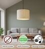 10-Inch Cream Texture Fabric Drum Pendant Light, Modern Hanging Ceiling Lamp