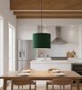 10-Inch Dark Green Fabric Drum Pendant Light
