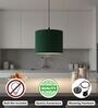 10-Inch Dark Green Fabric Drum Pendant Light, Modern Hanging Ceiling Lamp