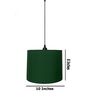 10-Inch Dark Green Fabric Drum Pendant Light, Modern Hanging Ceiling Lamp
