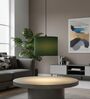 10-Inch Dark Green Fabric Drum Pendant Light