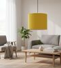 10-Inch Dark Yellow Fabric Drum Pendant Light, Modern Hanging Ceiling Lamp
