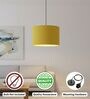 10-Inch Dark Yellow Fabric Drum Pendant Light, Modern Hanging Ceiling Lamp