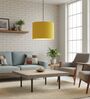 10-Inch Dark Yellow Fabric Drum Pendant Light, Modern Hanging Ceiling Lamp
