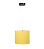 10-Inch Dark Yellow Fabric Drum Pendant Light, Modern Hanging Ceiling Lamp