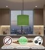 10-Inch Green Texture Fabric Drum Pendant Light, Modern Hanging Ceiling Lamp