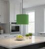 10-Inch Green Texture Fabric Drum Pendant Light, Modern Hanging Ceiling Lamp