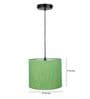 10-Inch Green Texture Fabric Drum Pendant Light, Modern Hanging Ceiling Lamp