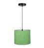 10-Inch Green Texture Fabric Drum Pendant Light, Modern Hanging Ceiling Lamp