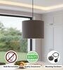 10-Inch Grey Fabric Drum Pendant Light, Modern Hanging Ceiling Lamp