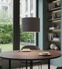 10-Inch Grey Fabric Drum Pendant Light, Modern Hanging Ceiling Lamp