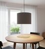 10-Inch Grey Fabric Drum Pendant Light, Modern Hanging Ceiling Lamp