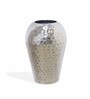 10 Inch Sivler Metal Hammered Vase