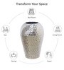 10 Inch Sivler Metal Hammered Vase