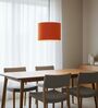 10-Inch Orange Fabric Drum Pendant Light, Modern Hanging Ceiling Lamp