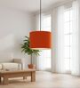 10-Inch Orange Fabric Drum Pendant Light