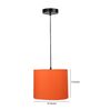 10-Inch Orange Fabric Drum Pendant Light, Modern Hanging Ceiling Lamp