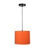 10-Inch Orange Fabric Drum Pendant Light, Modern Hanging Ceiling Lamp