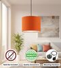 10-Inch Orange Fabric Drum Pendant Light, Modern Hanging Ceiling Lamp