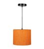 10-Inch Orange Texture Fabric Drum Pendant Light, Modern Hanging Ceiling Lamp