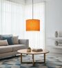 10-Inch Orange Texture Fabric Drum Pendant Light, Modern Hanging Ceiling Lamp