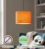 10-Inch Orange Texture Fabric Drum Pendant Light, Modern Hanging Ceiling Lamp