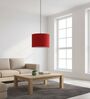 10-Inch Red Fabric Drum Pendant Light, Modern Hanging Ceiling Lamp