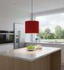 10-Inch Red Fabric Drum Pendant Light, Modern Hanging Ceiling Lamp