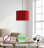 10-Inch Red Fabric Drum Pendant Light, Modern Hanging Ceiling Lamp