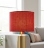 10-Inch Red Jute Fabric Drum Lampshade