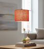 10-Inch Red Jute Fabric Drum Pendant Light
