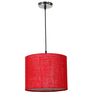 10-Inch Red Jute Fabric Drum Pendant Light