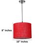 10-Inch Red Jute Fabric Drum Pendant Light