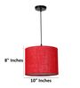 10-Inch Red Jute Fabric Drum Pendant Light, Modern Hanging Ceiling Lamp