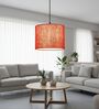 10-Inch Red Jute Fabric Drum Pendant Light