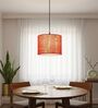 10-Inch Red Jute Fabric Drum Pendant Light