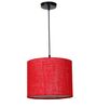 10-Inch Red Jute Fabric Drum Pendant Light, Modern Hanging Ceiling Lamp