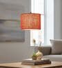 10-Inch Red Jute Fabric Drum Pendant Light, Modern Hanging Ceiling Lamp